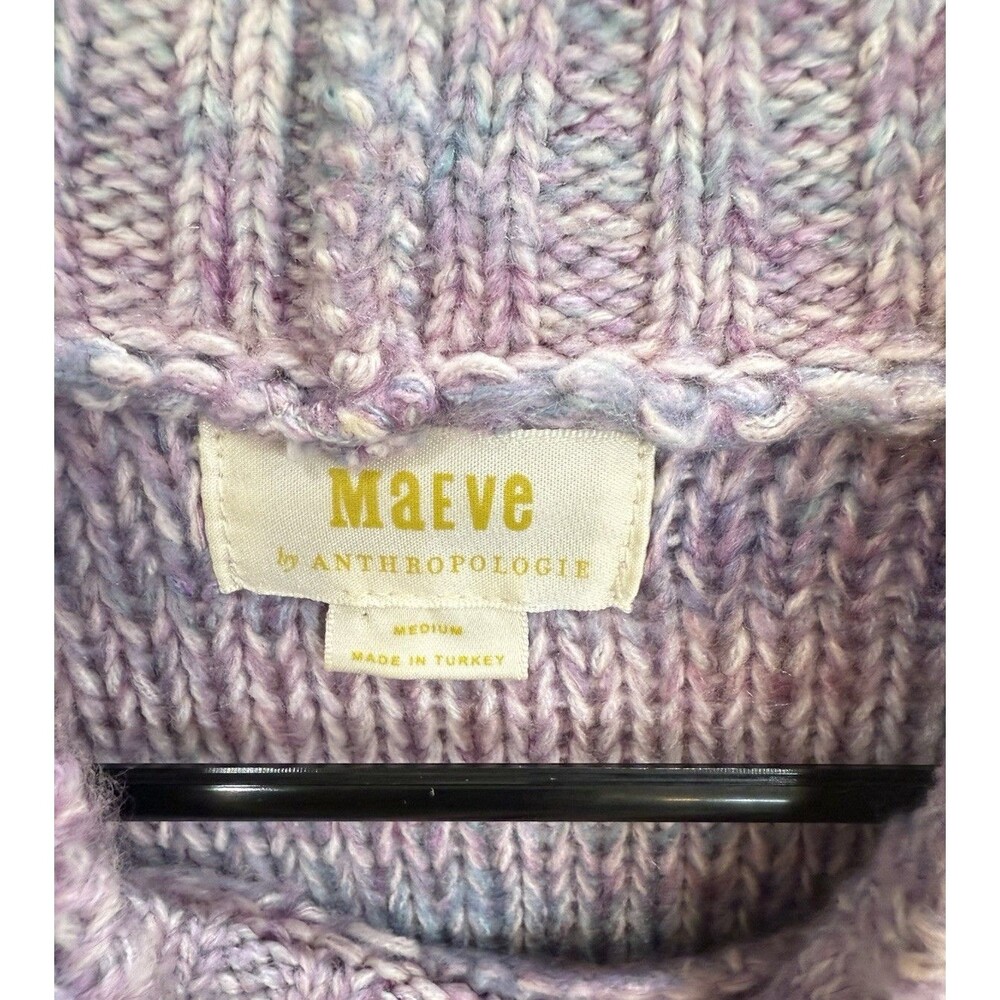 Maeve Anthropologie Rachel Textured Knit Mock Neck Sweater Lavender Women Medium - Picture 3 of 8